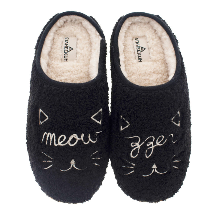 Unisex Graphic Meowzzer Cat Slipper - Black - Staheekum